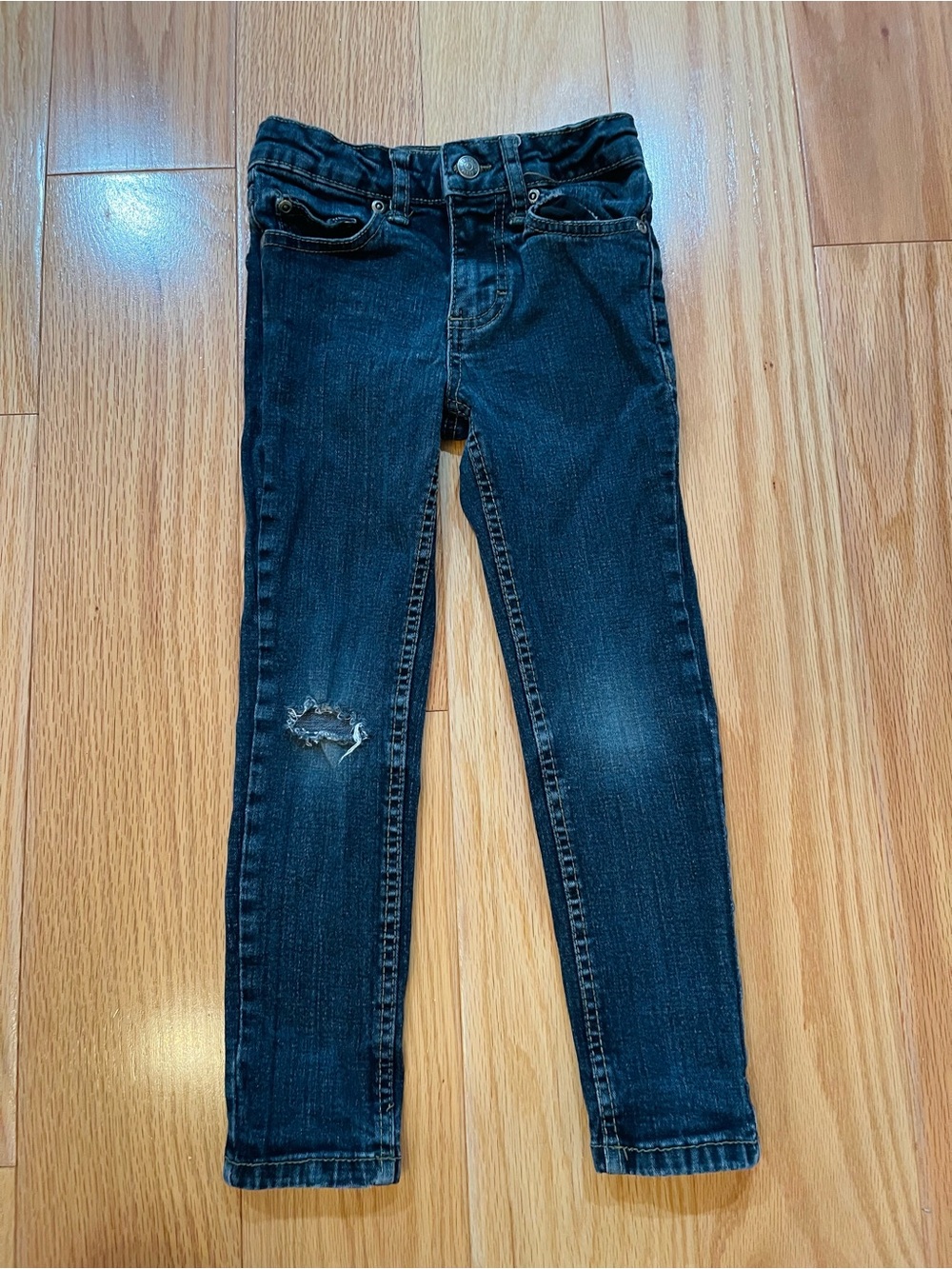 Lee Skinny Fit Straight Leg Jeans in Dark Blue Denim with Yellow Logo